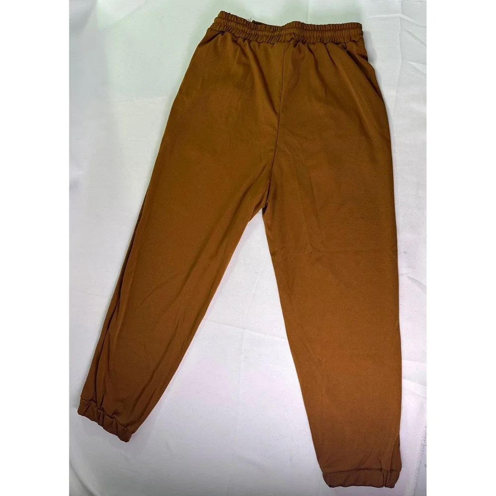 Shein Womens L Brown Elastic Waist Drawstring Joggers Gorpcore Casual Sweatpants